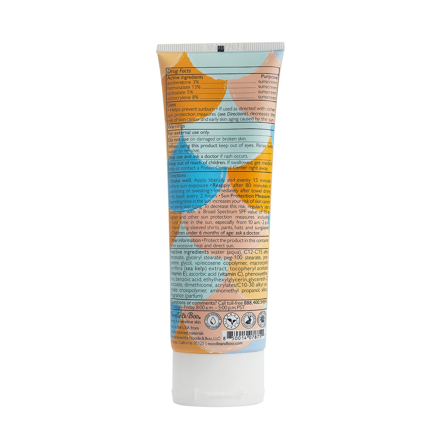 Backside of the tube for Hydrating Sunscreen Lotion Broad Spectrum SPF 30 