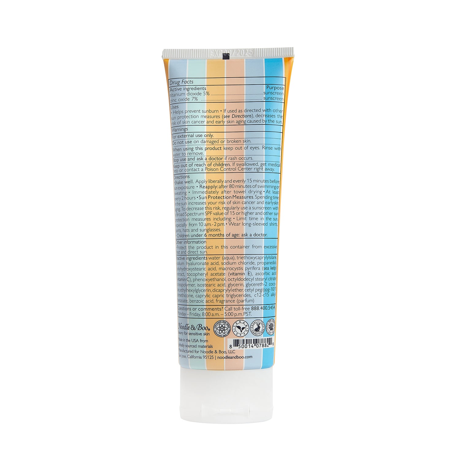 Back side of tube for Ultra Nourishing Pure Mineral Sunscreen SPF 50 