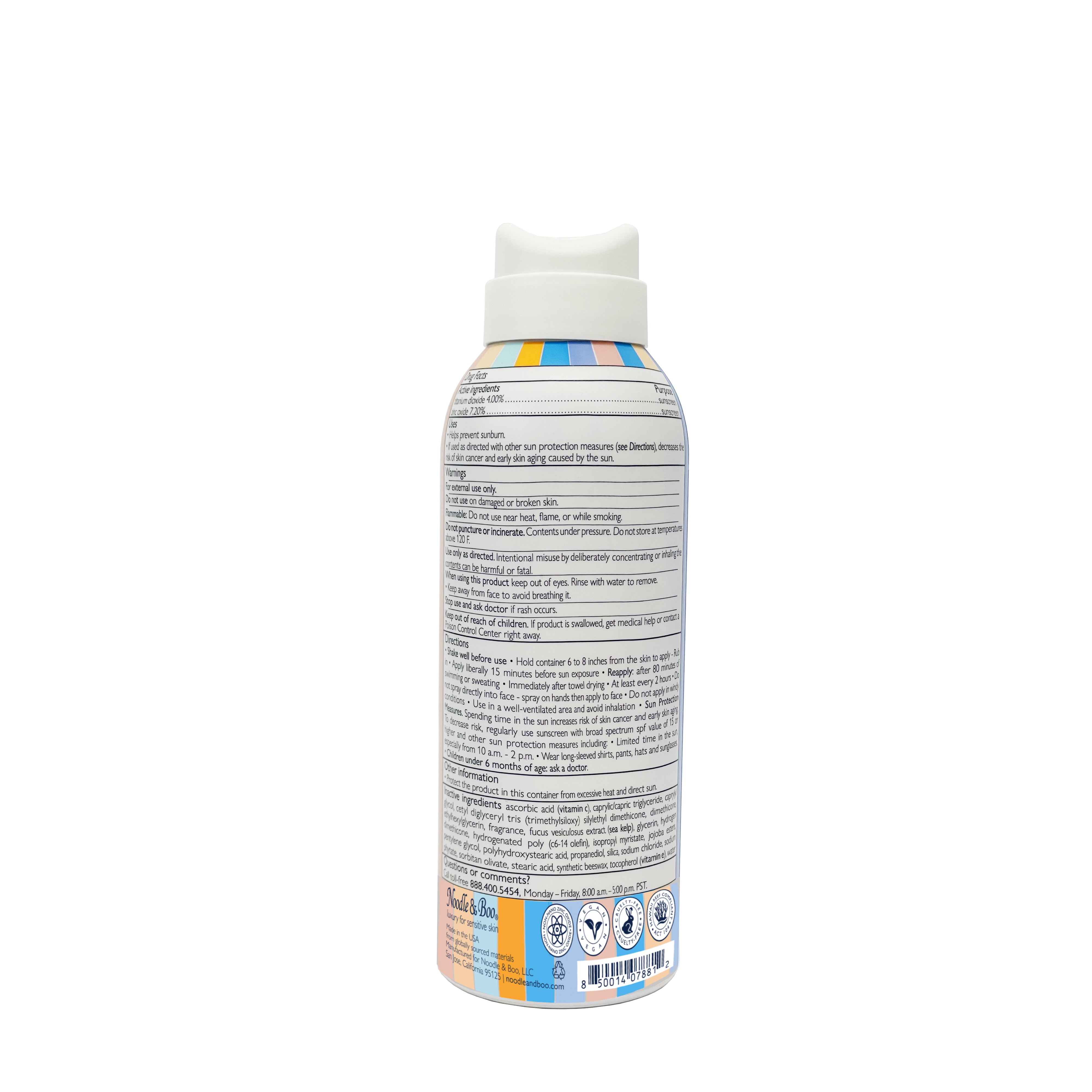 Back side of Ultra Sheer Mineral Sunscreen Spray SPF 30 